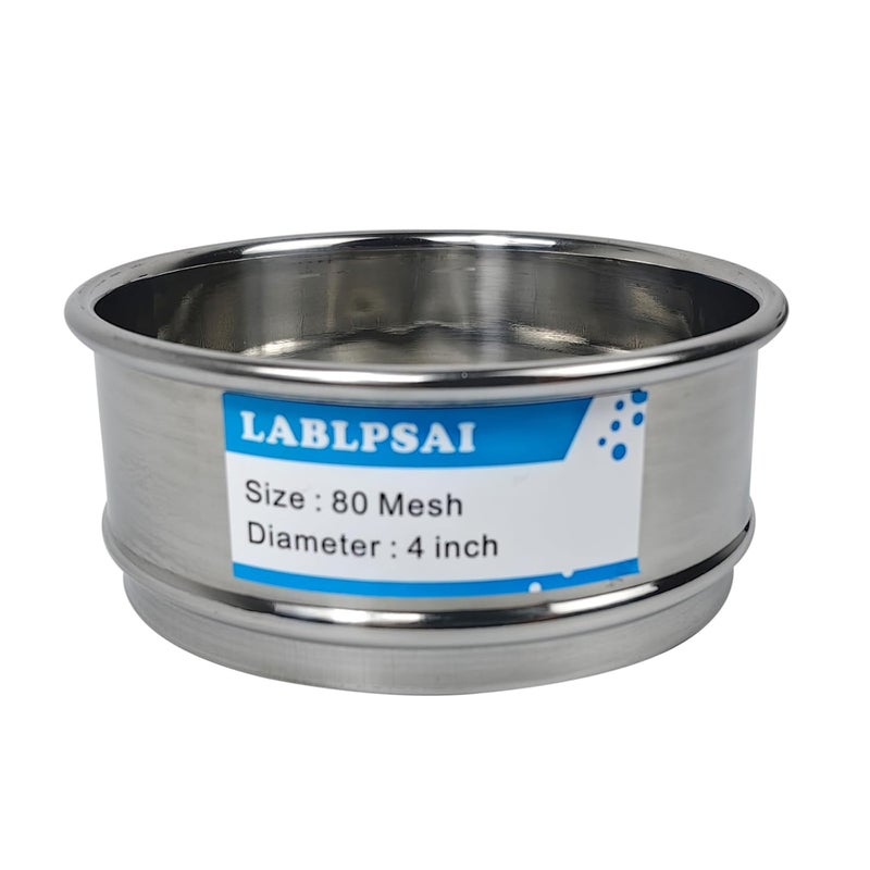 LABLPSAI 80 Mesh Lab Sieves 4" Diameter 304 Stainless Steel Wire Cloth Test Sieve for Industrial Laboratory Home - Image 1